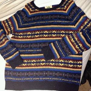 Men’s Urban Outfitters O’Hanlon Mills Blue&Yellow Vintage SIZEXL Print Sweater